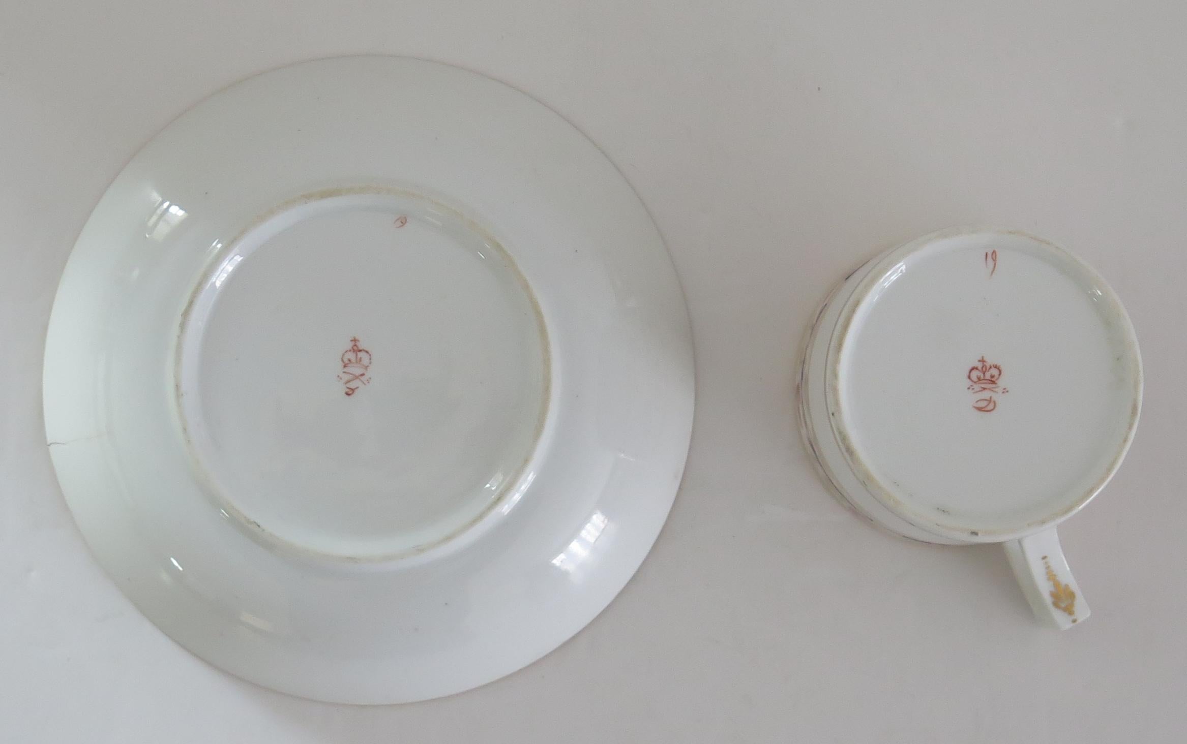 Georgian Derby Cup and Saucer Duo Hand Painted, Circa 1810 For Sale 7