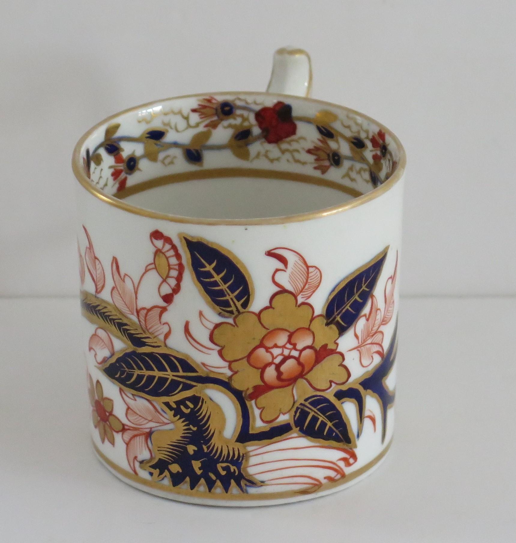 This is an exquisite coffee can made by the DERBY factory, in the reign of George 111 in the early 19th century, circa 1810
.
Straight sided coffee cans were only made for about the first 20 years of the 19th century and are very collectable.