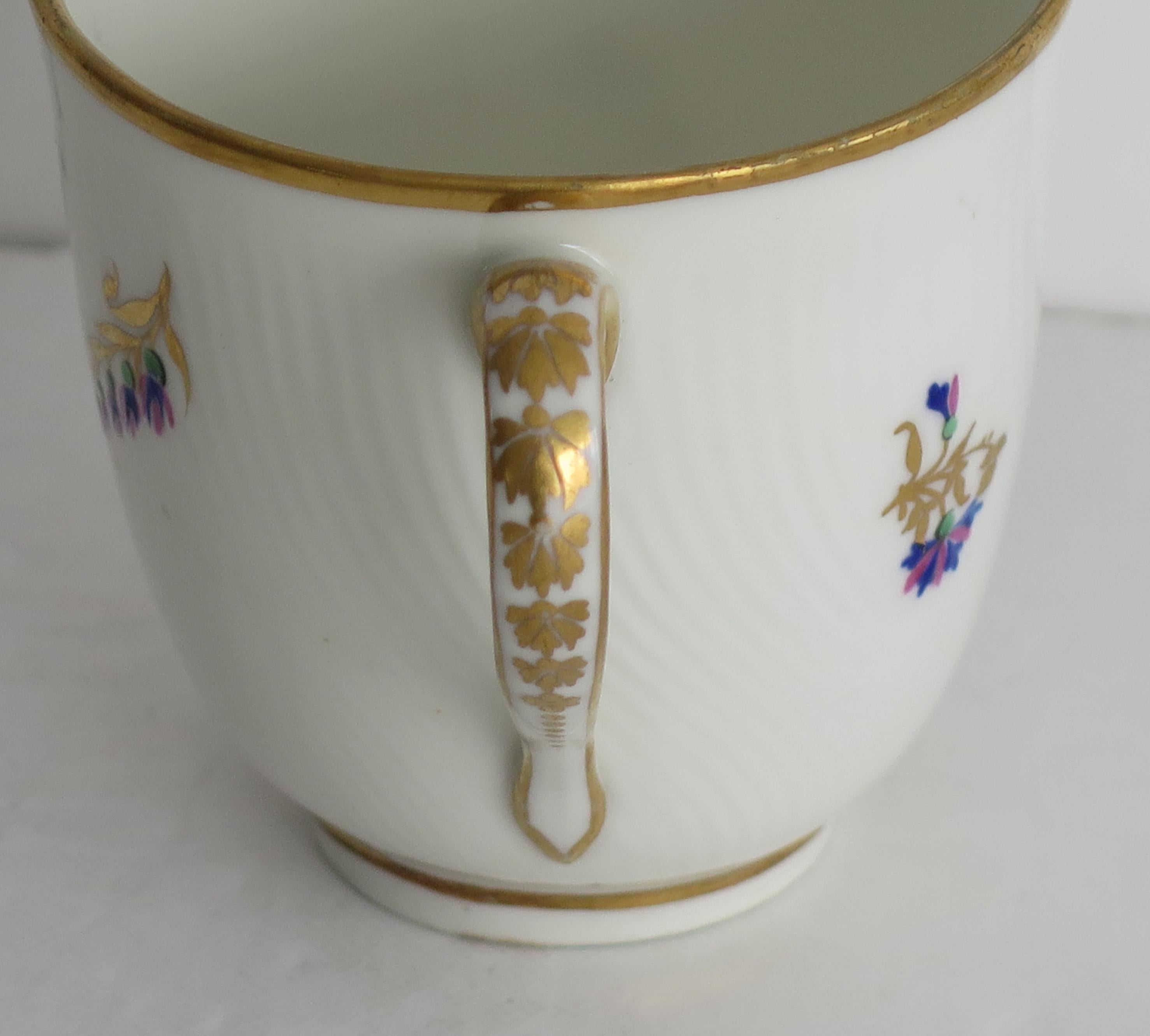 18th Century Georgian Derby Porcelain Coffee Cup Pattern 129 Puce Crown Mark, circa 1785