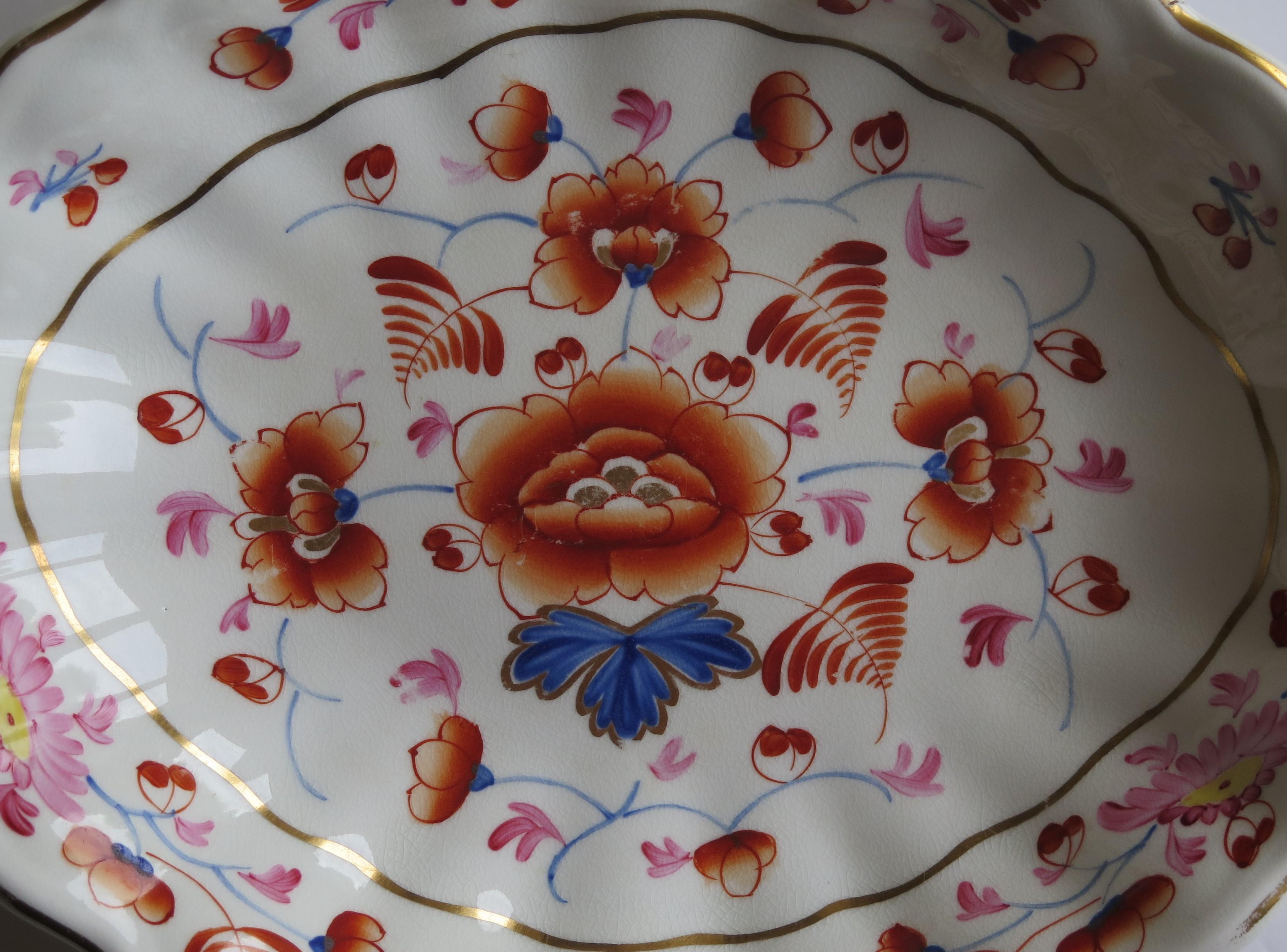 Georgian Derby Porcelain Serving Dish or Bowl Hand-Painted, Fully Marked Ca 1815 For Sale 1