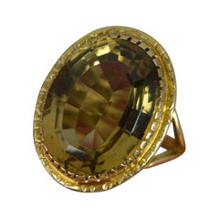 Georgian Design Large Natural Citrine and 9ct Gold Statement Solitaire Ring