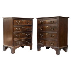 Georgian Design Pair of Used Bedside Chest of Drawers & Brass Batwing Handles
