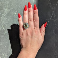 Anello georgiano con diamante e agata in oro giallo 18 carati, argento, antico cammeo con urna