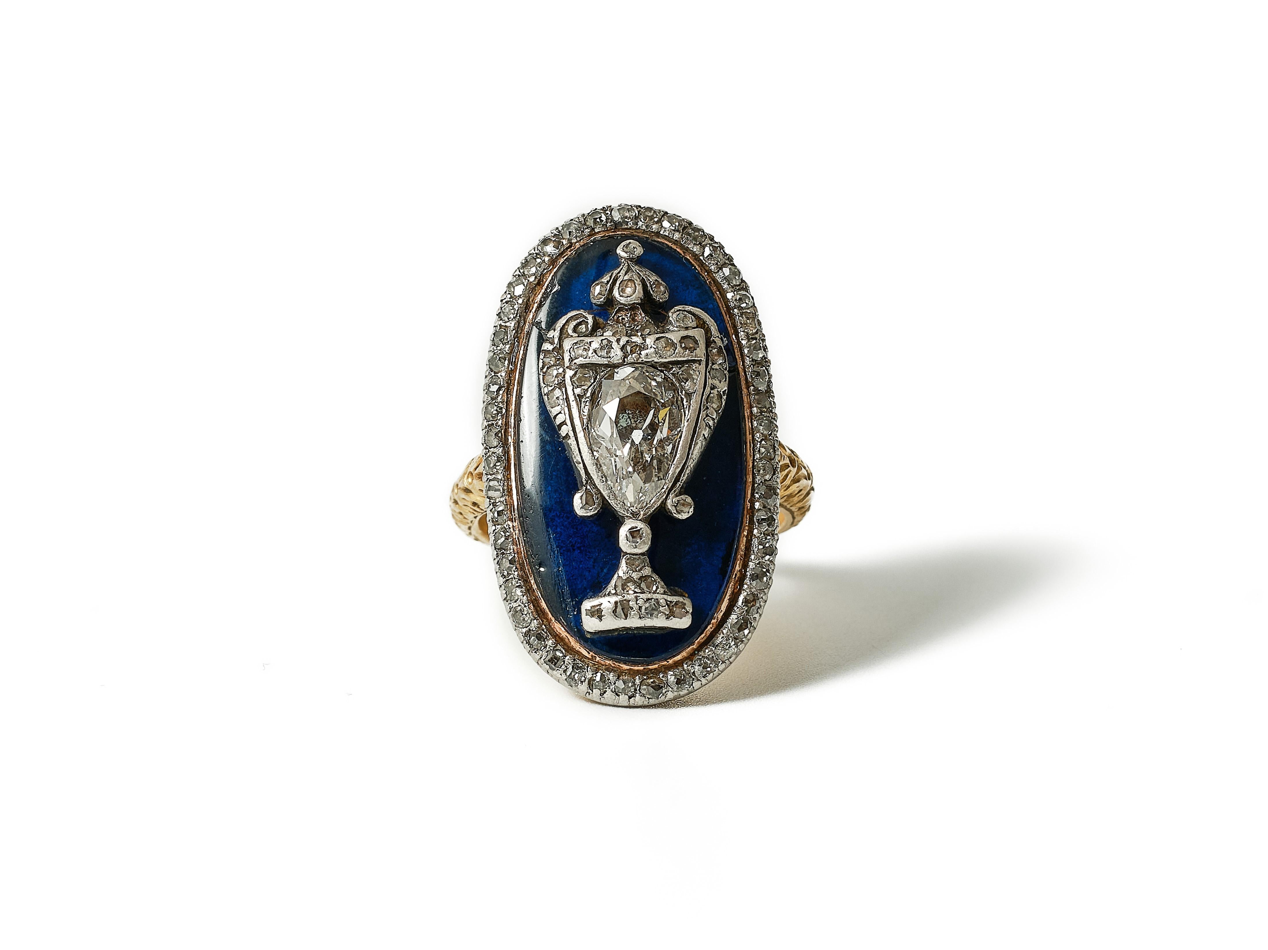 Georgian diamond and blue glass 
