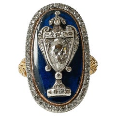 Georgian diamond and blue glass "memento mori" mourning ring, circa 1780