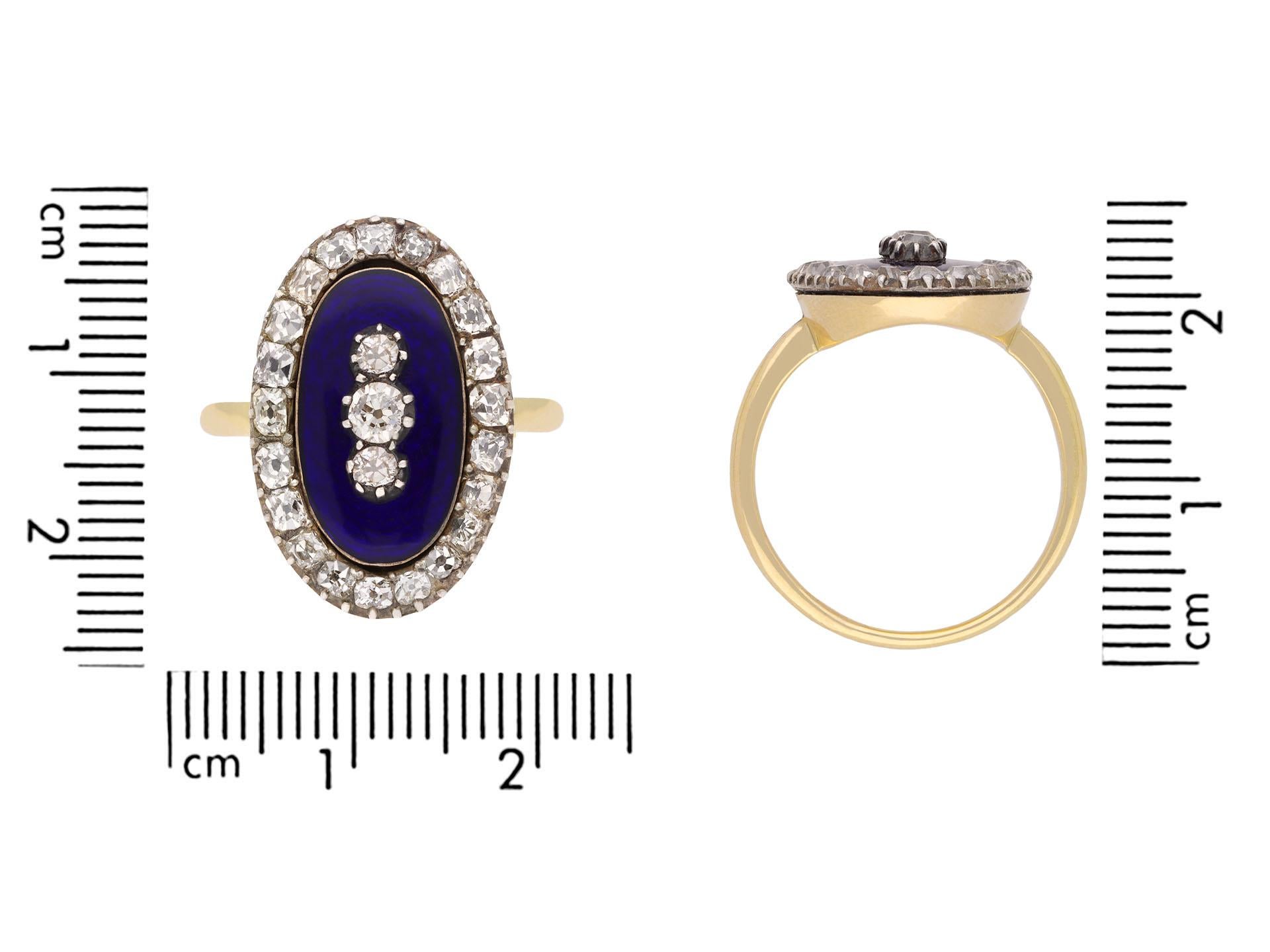 Georgian diamond and enamel memorial ring, circa 1790.  In Good Condition For Sale In London, GB