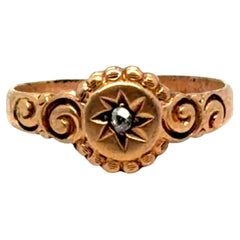 Georgischer Diamant Baby Ring Rosenschliff 14K Gelbgold Antik Original 1820-1850