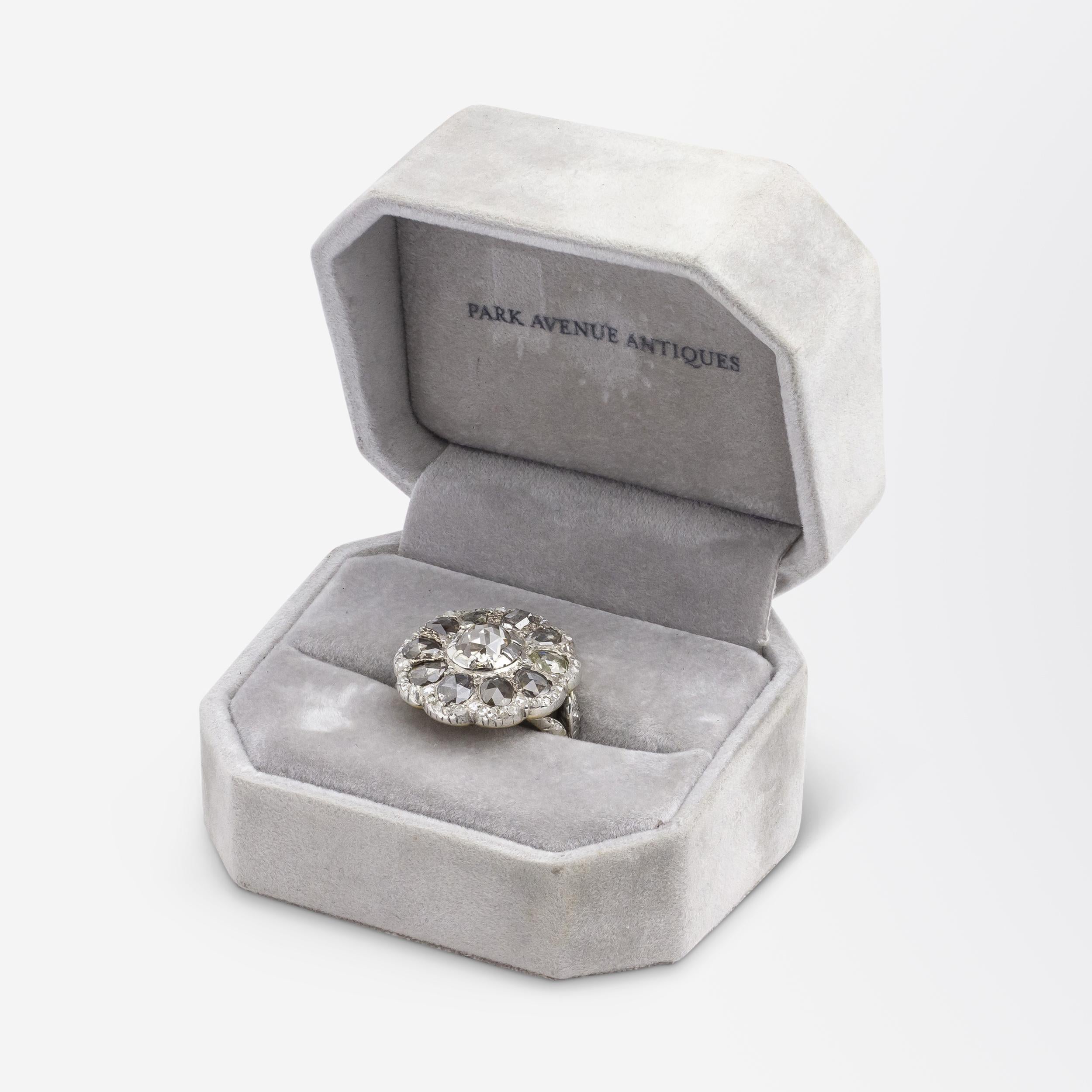 Rose Cut Georgian Diamond Button Ring For Sale