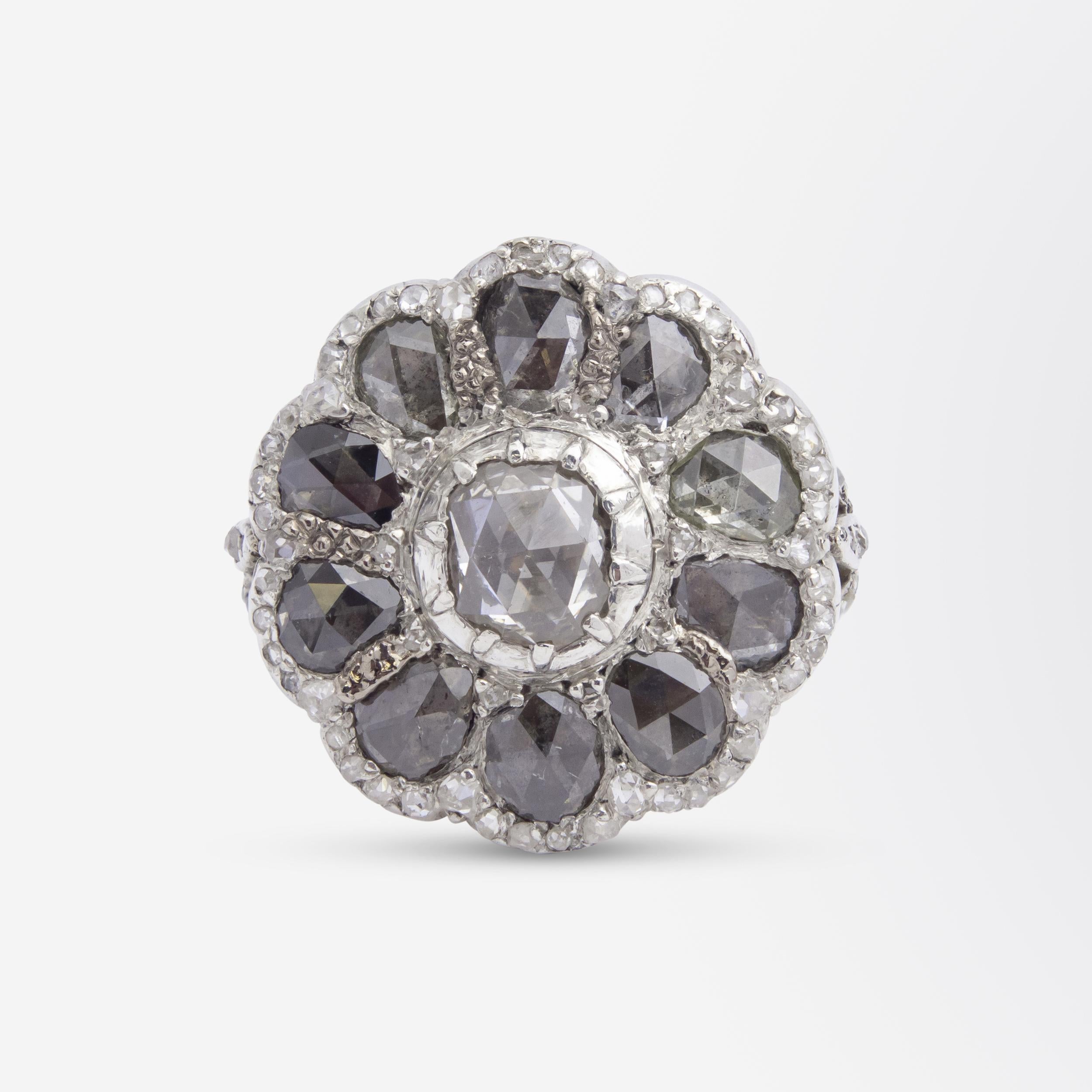 Georgian Diamond Button Ring In Fair Condition For Sale In Brisbane City, QLD