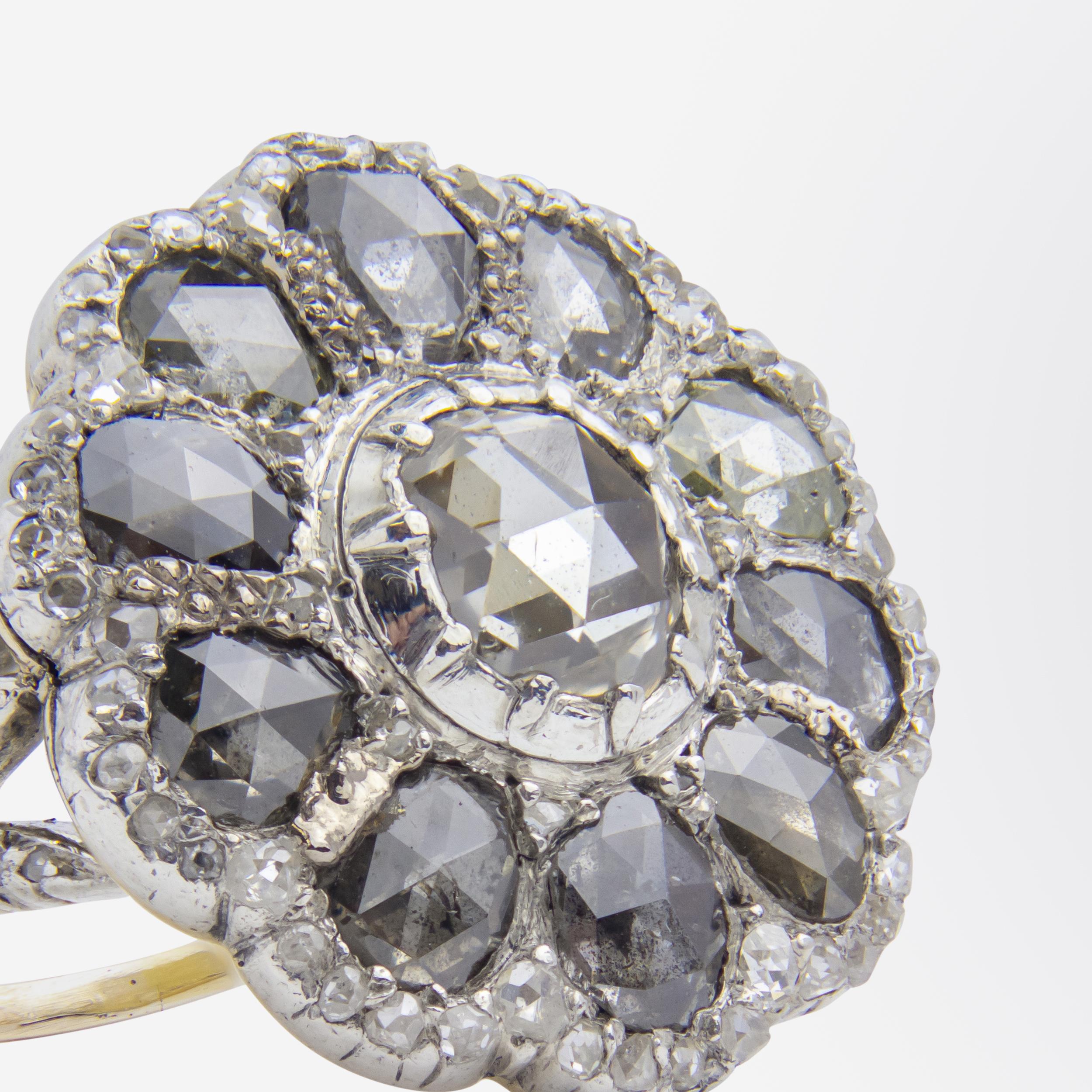 Georgian Diamond Button Ring For Sale 2