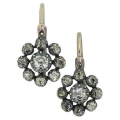 Georgian Diamond Cluster Dormeuse Earrings
