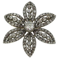 Georgian Diamond Cluster Flower Brooch
