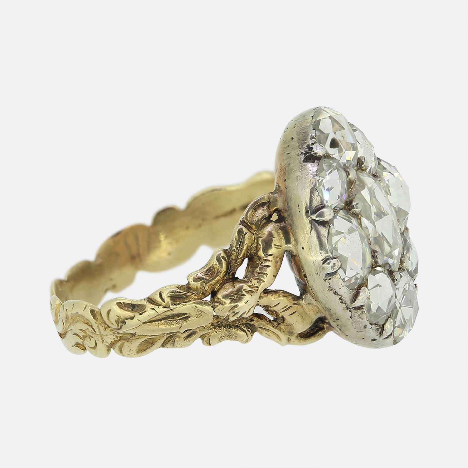 Rose Cut Georgian Diamond Cluster Ring For Sale