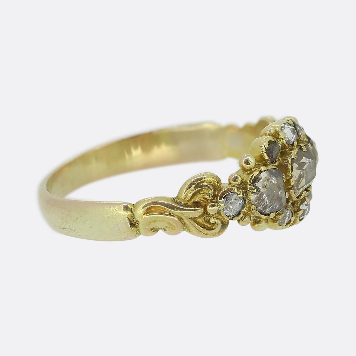 Old Mine Cut Georgian Diamond Cluster Ring For Sale