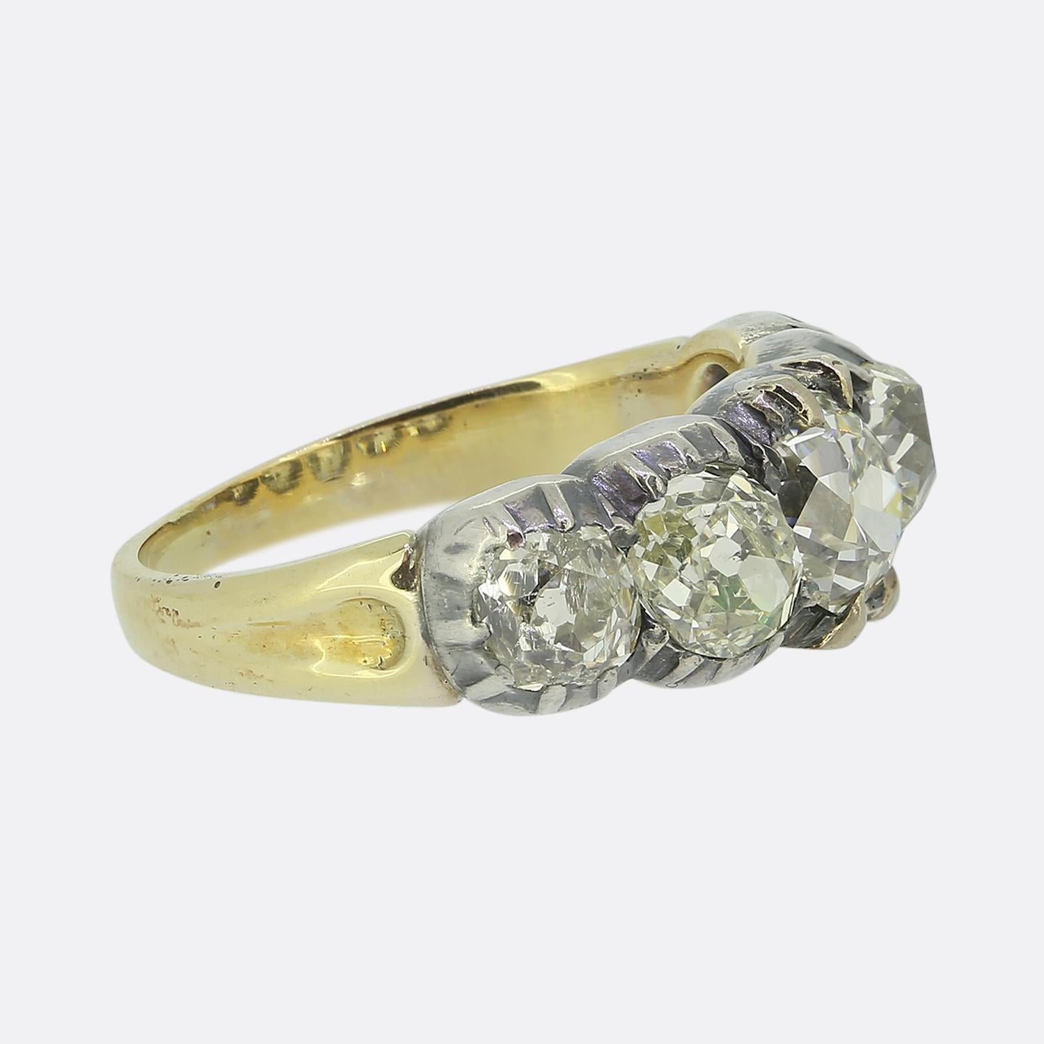 Old Mine Cut Georgian Diamond Five Stone Ring For Sale