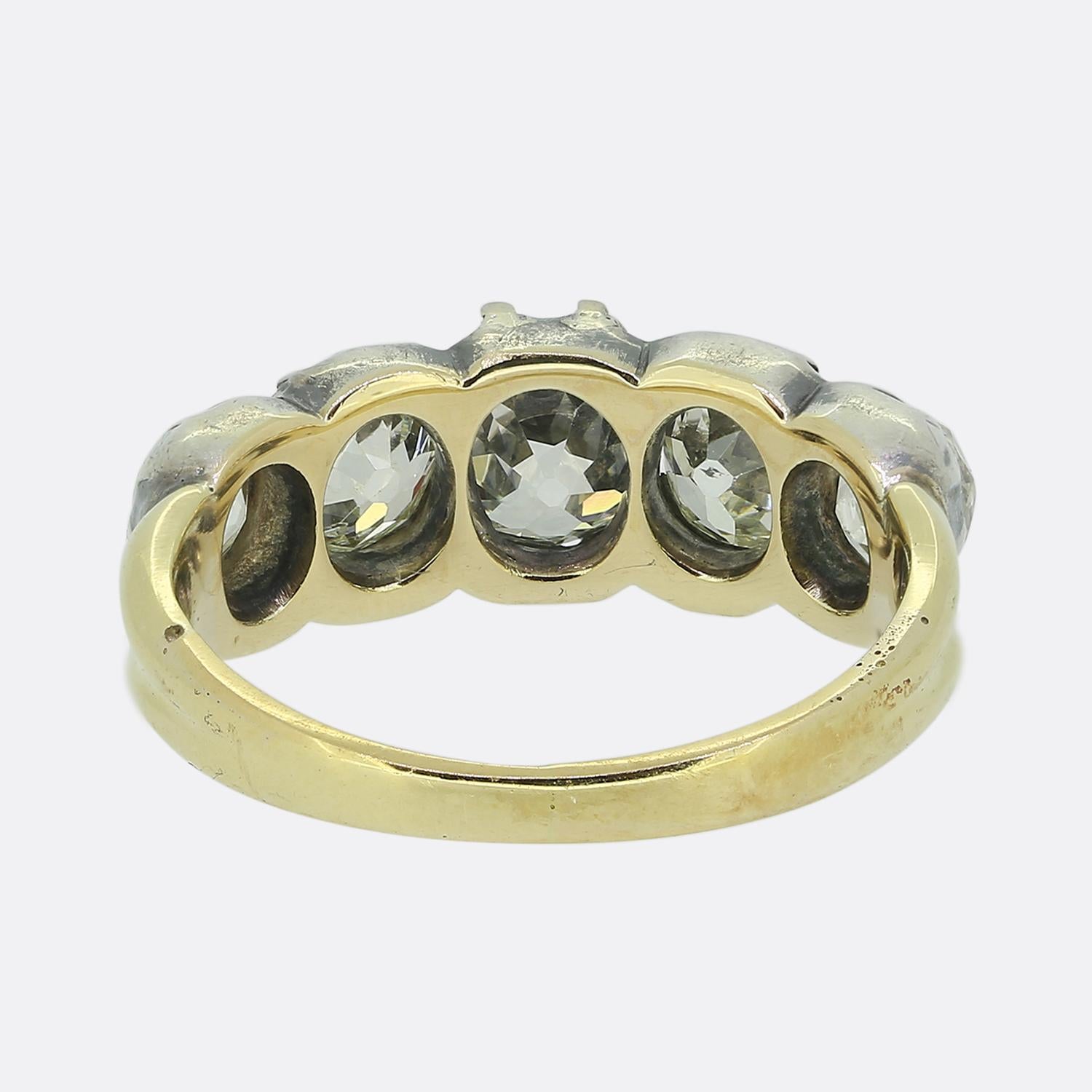 Georgian Diamond Five Stone Ring In Good Condition For Sale In London, GB