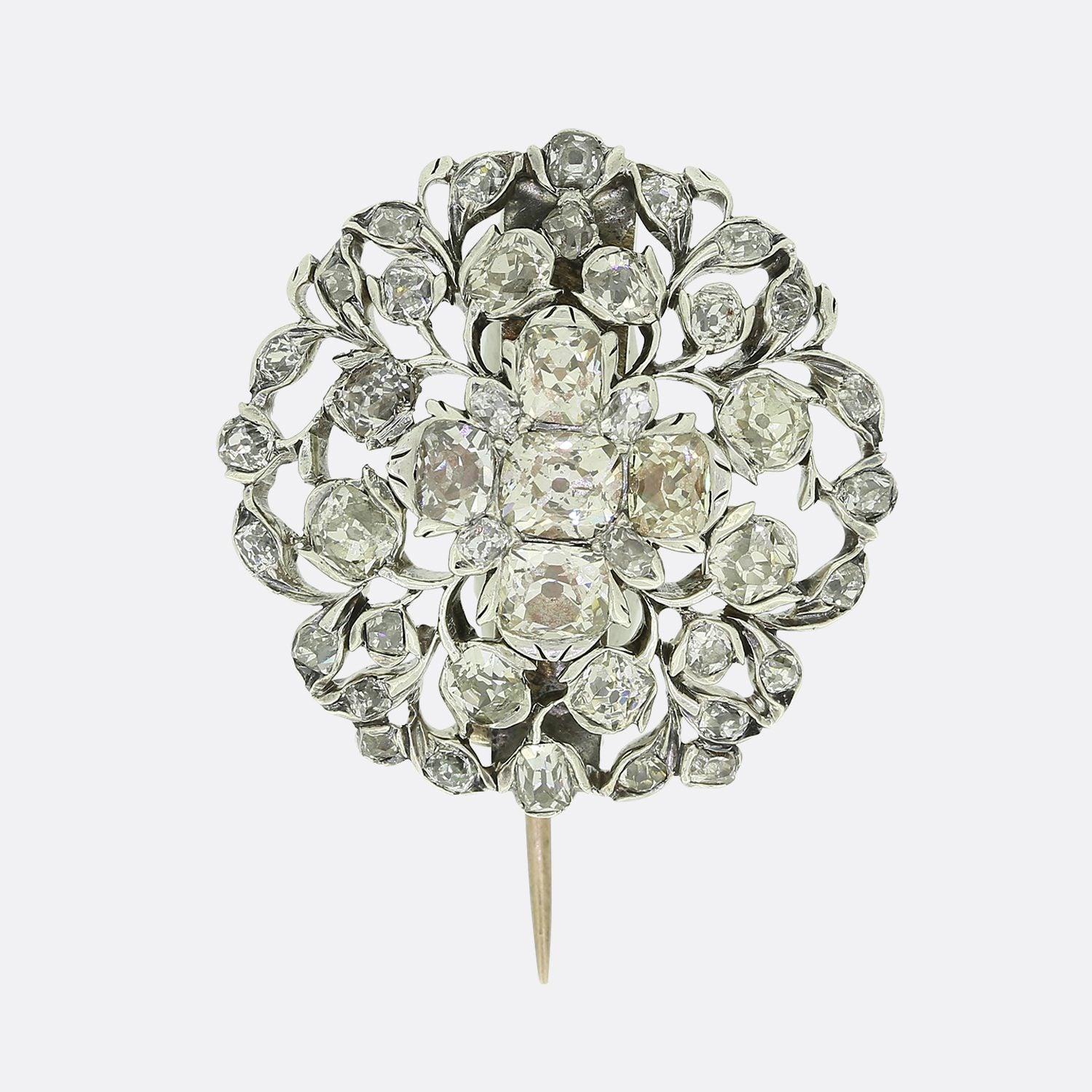 Georgian Diamond Floral Brooch In Good Condition For Sale In London, GB