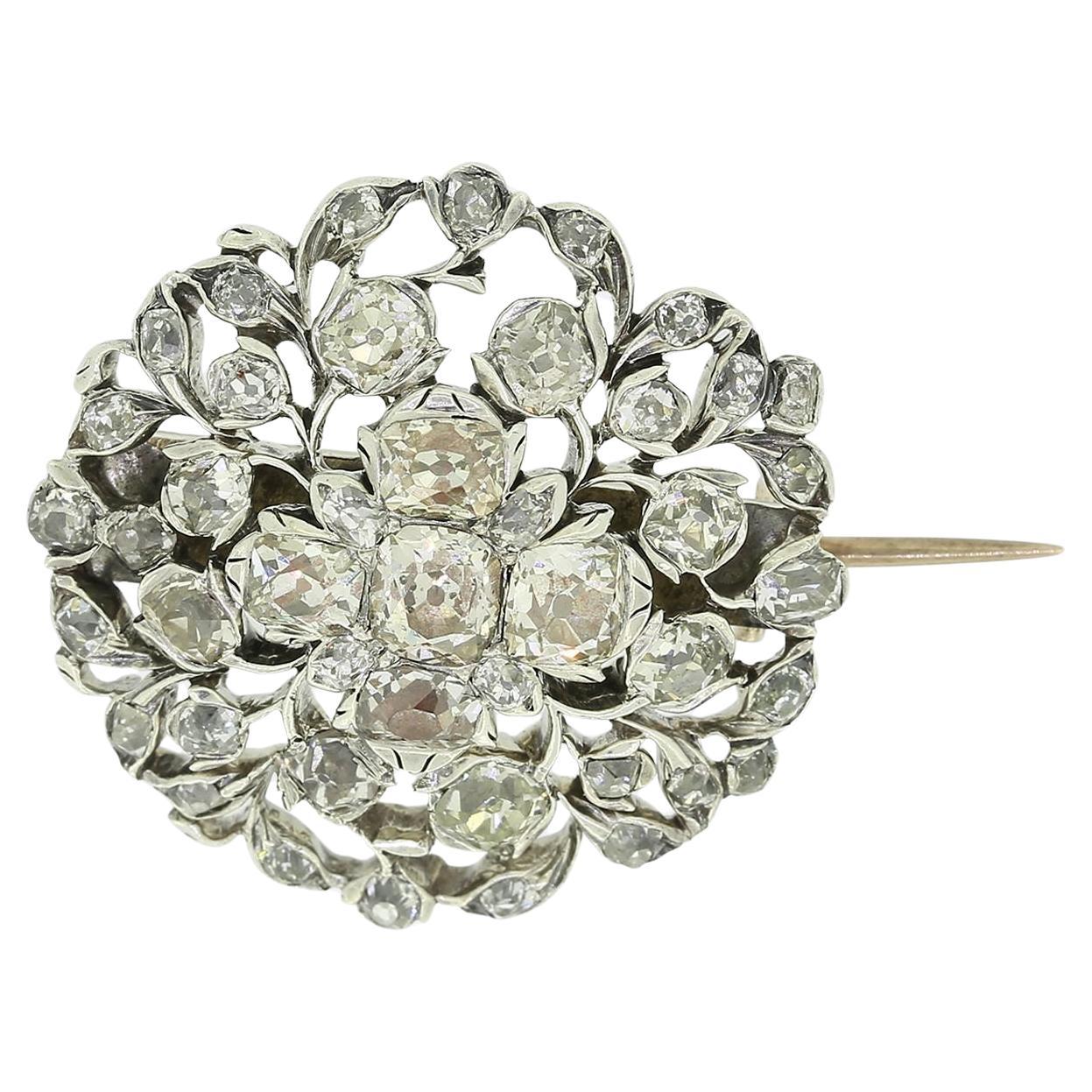 Georgian Diamond Floral Brooch For Sale