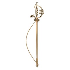 Georgian Diamond Jabot Pin Brooch in Silver on Gold