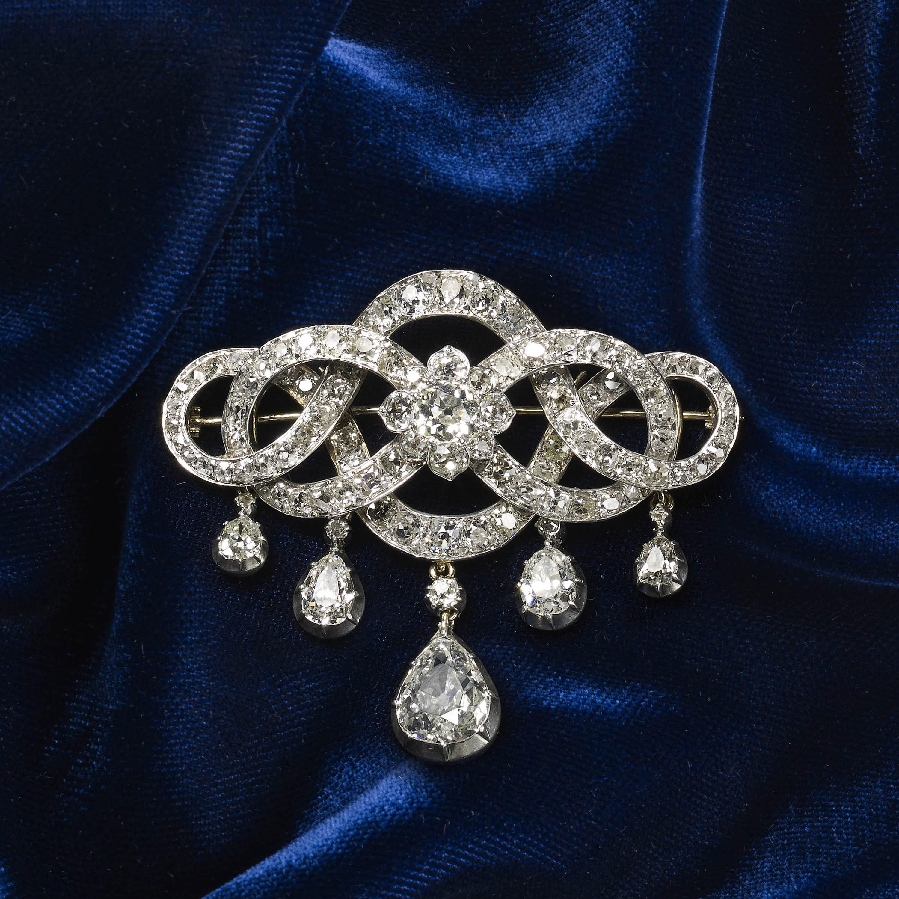 Women's Georgian Diamond Pear Drop Silver Upon Gold Brooch, Circa 1825