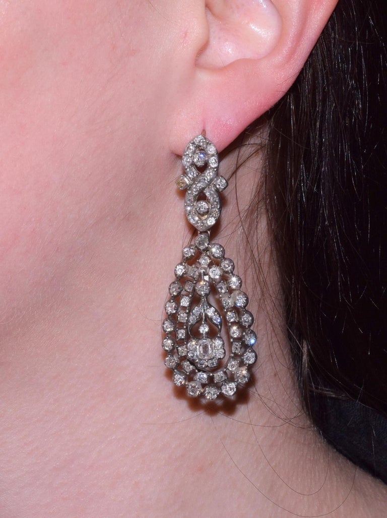 Georgian Diamond Pendant Earrings at 1stDibs
