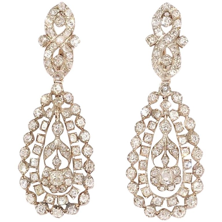 Georgian Diamond Pendant Earrings at 1stDibs