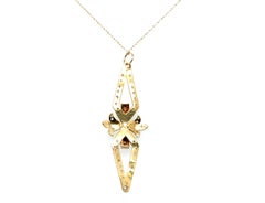 Georgian Diamond Pendant Necklace 14K Yellow Gold Rose Cut Original Early 1800's