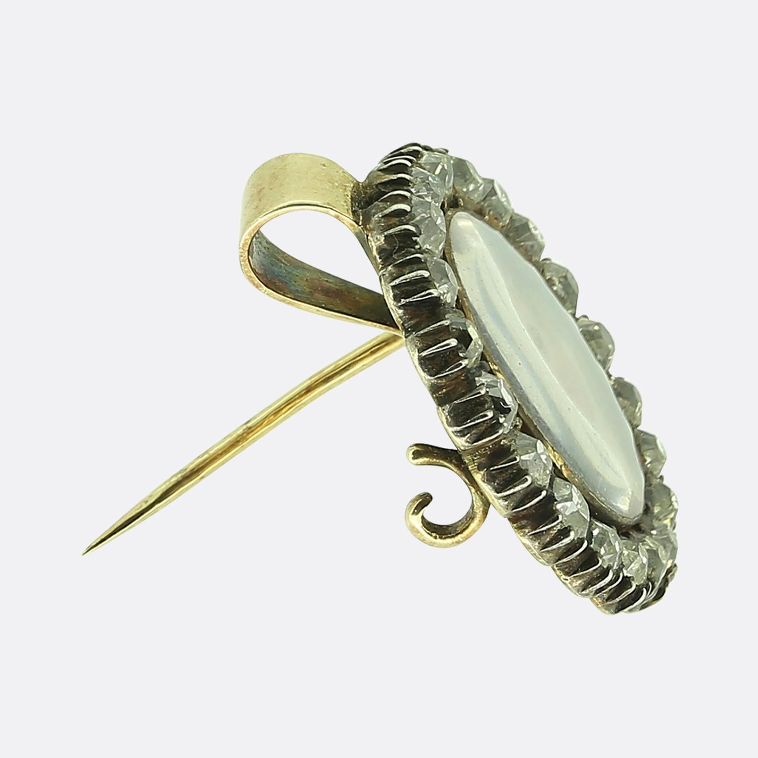 Pendentif broche portrait géorgien en diamant Bon état - En vente à London, GB