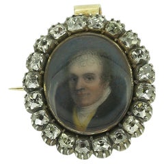 Georgian Diamond Portrait Brooch Pendant