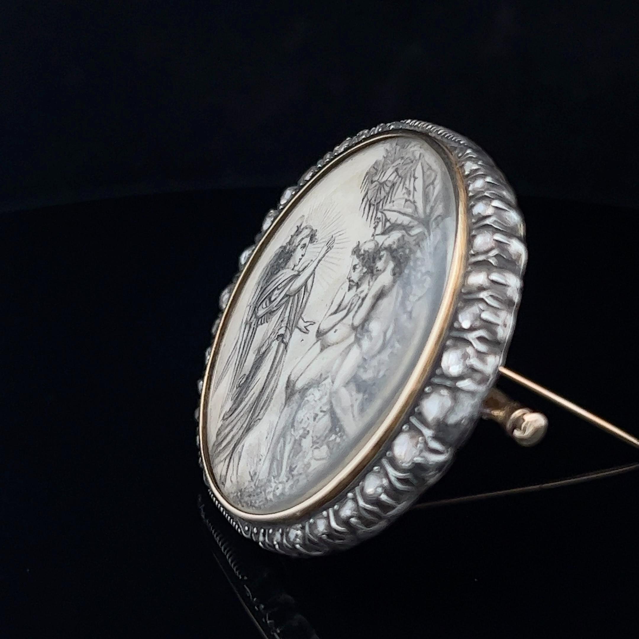 Georgian Diamond Set Miniature Brooch Circa 1830s In Good Condition For Sale In ADELAIDE, SA