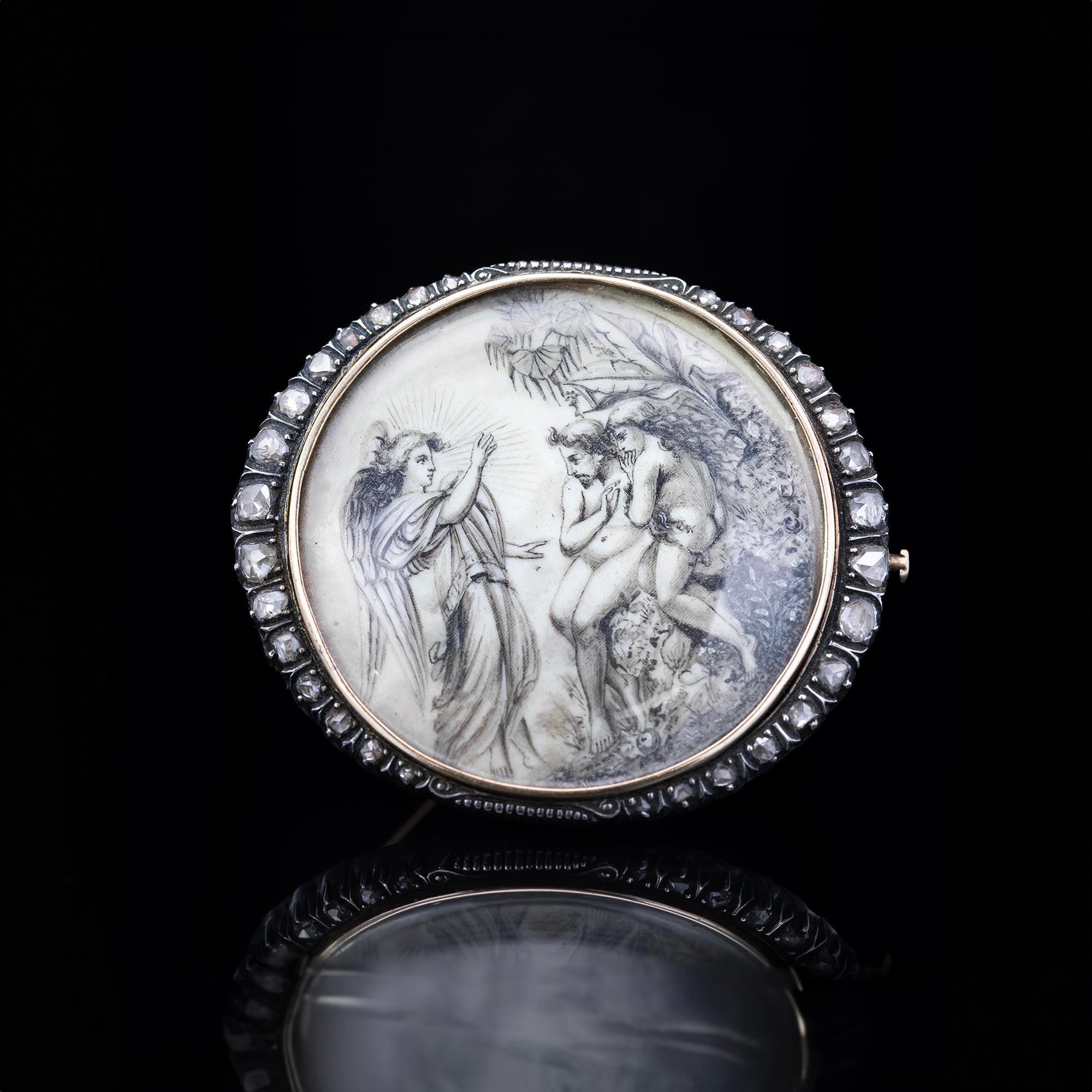 Georgian Diamond Set Miniature Brooch Circa 1830s For Sale 2