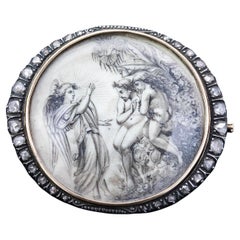 Antique Georgian Diamond Set Miniature Brooch Circa 1830s