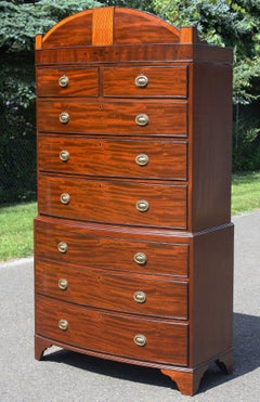 Georgian Domed Pediment Bowfront Chest on Chest