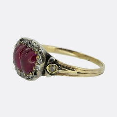 Georgian Double Cabochon Ruby Heart and Diamond Ring
