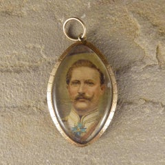 Early Victorian Double Portrait Miniature 9 Carat Gold Pendant