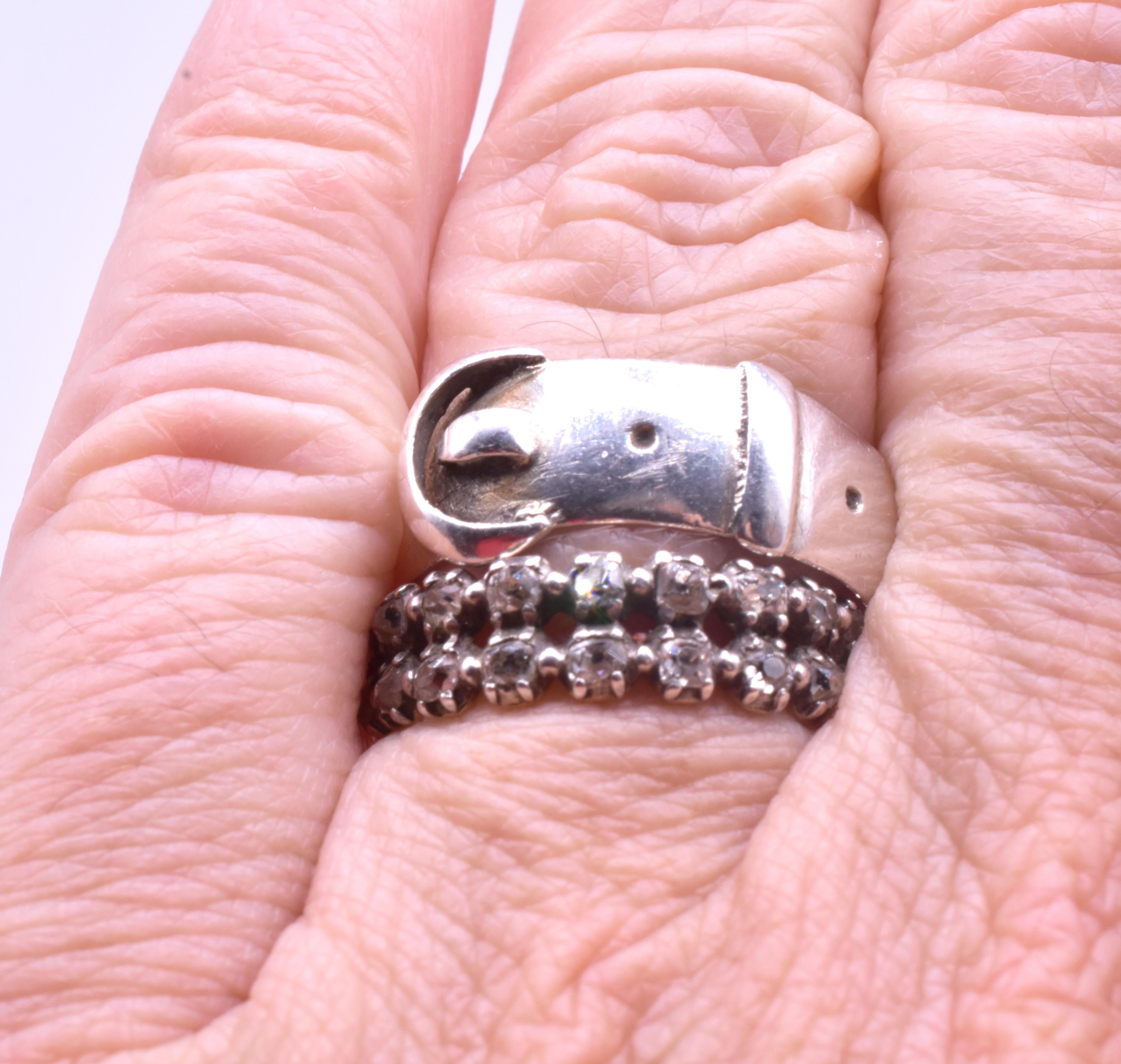 Georgian Double-Row Diamond Half Hoop Ring 2