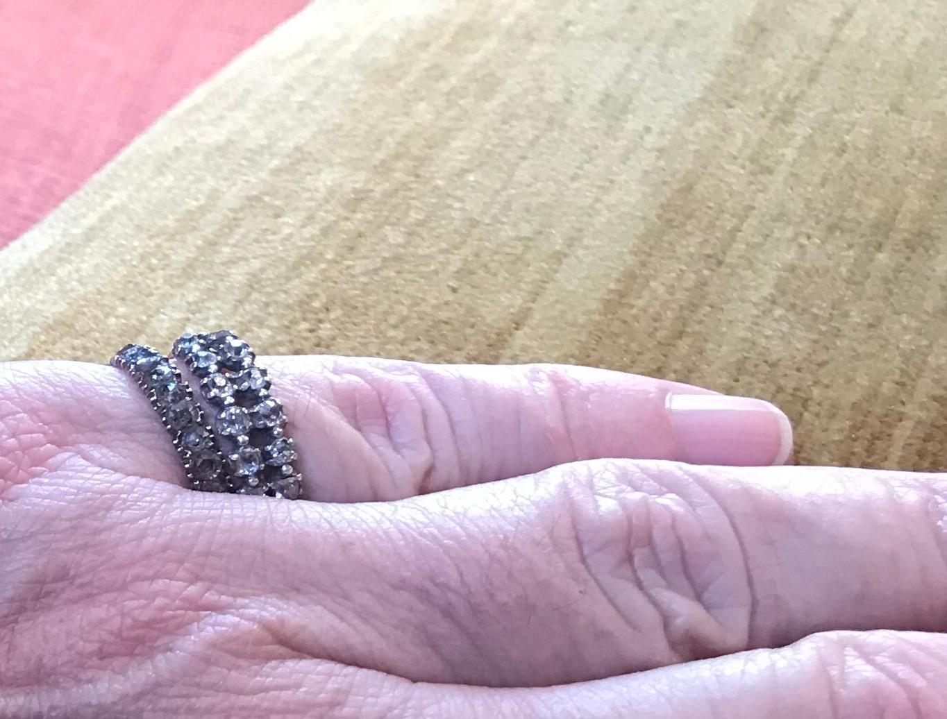 Georgian Double-Row Diamond Half Hoop Ring 5