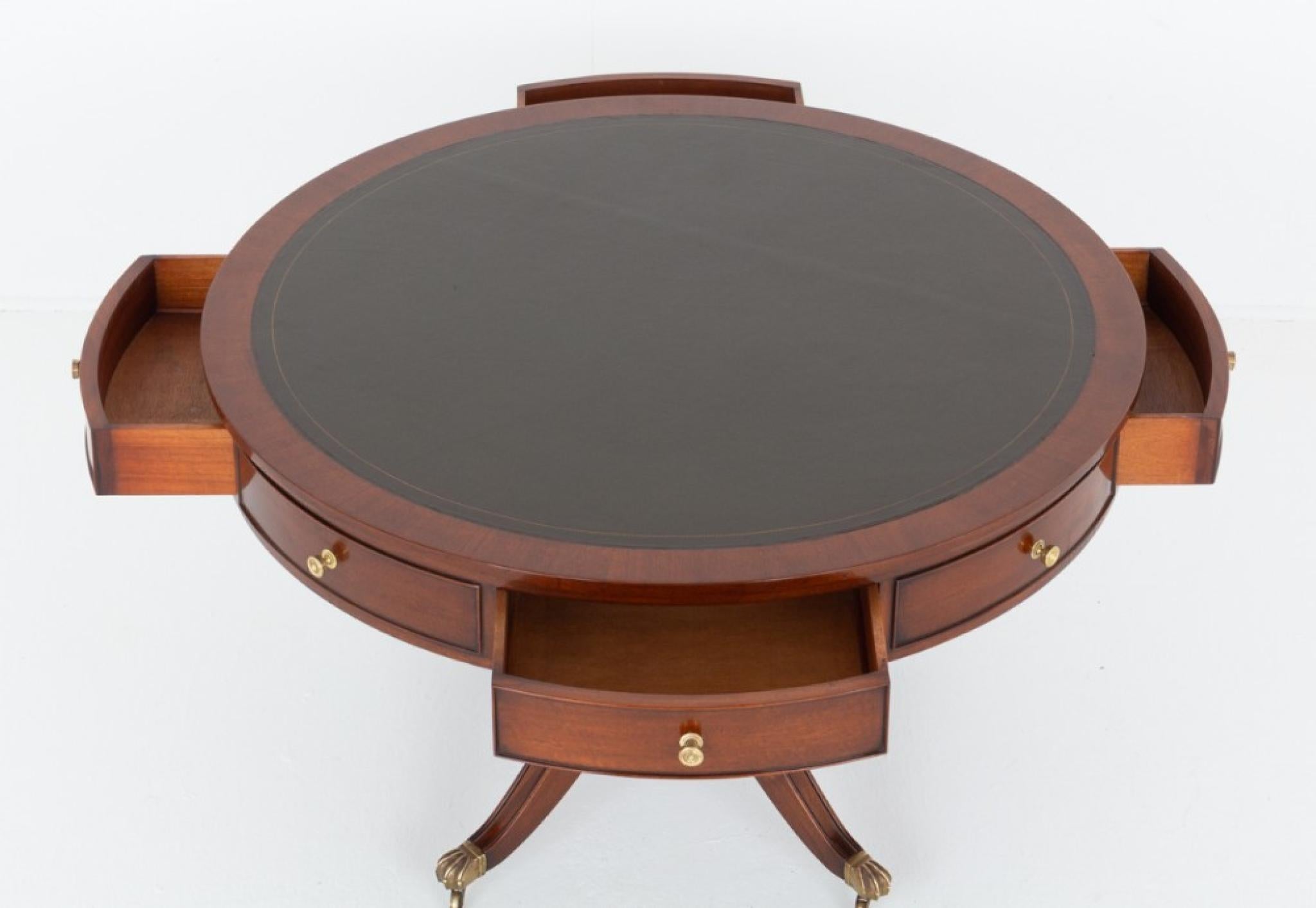 Late 20th Century Georgian Drum Table Mahogany Revival For Sale
