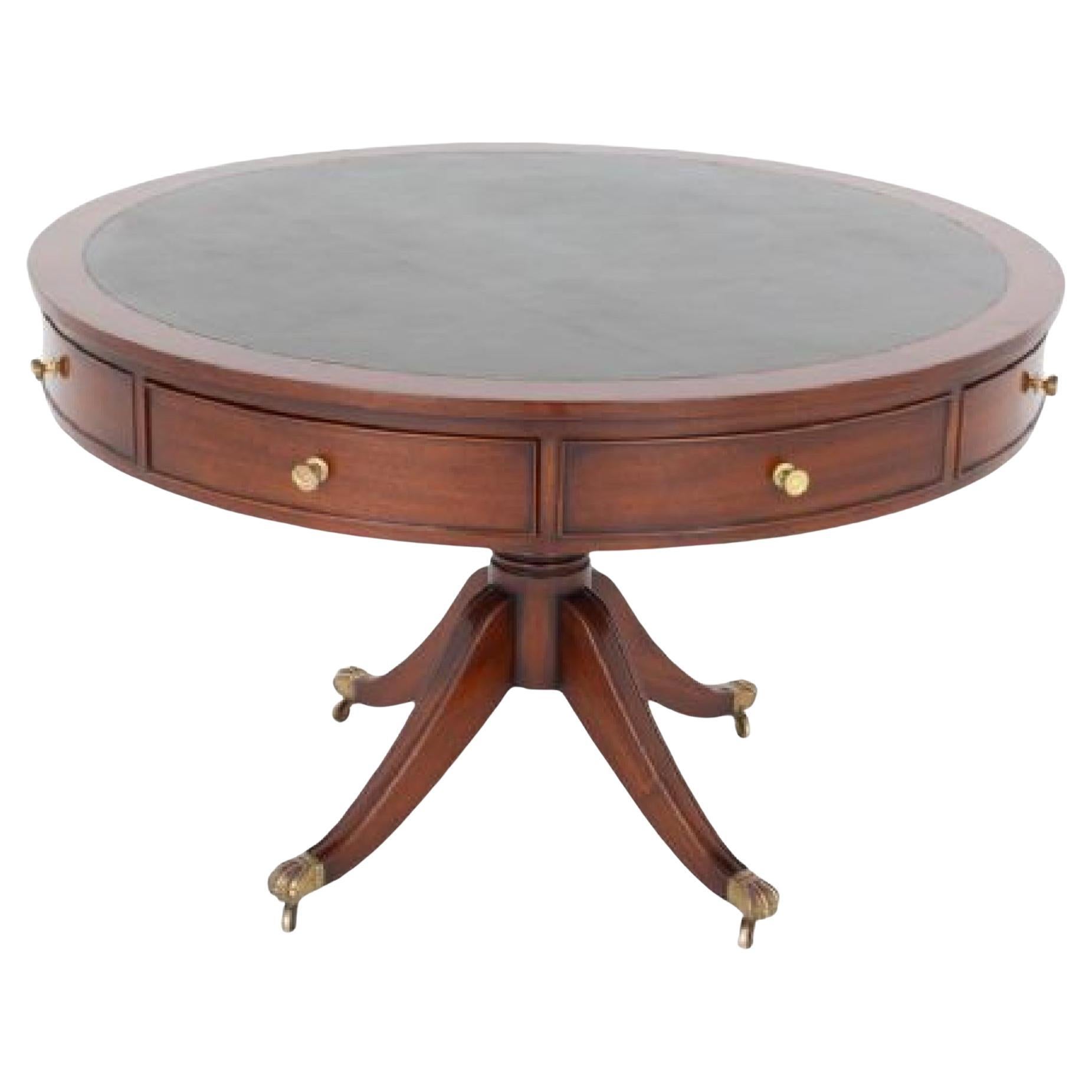 Georgian Drum Table Mahogany Revival For Sale