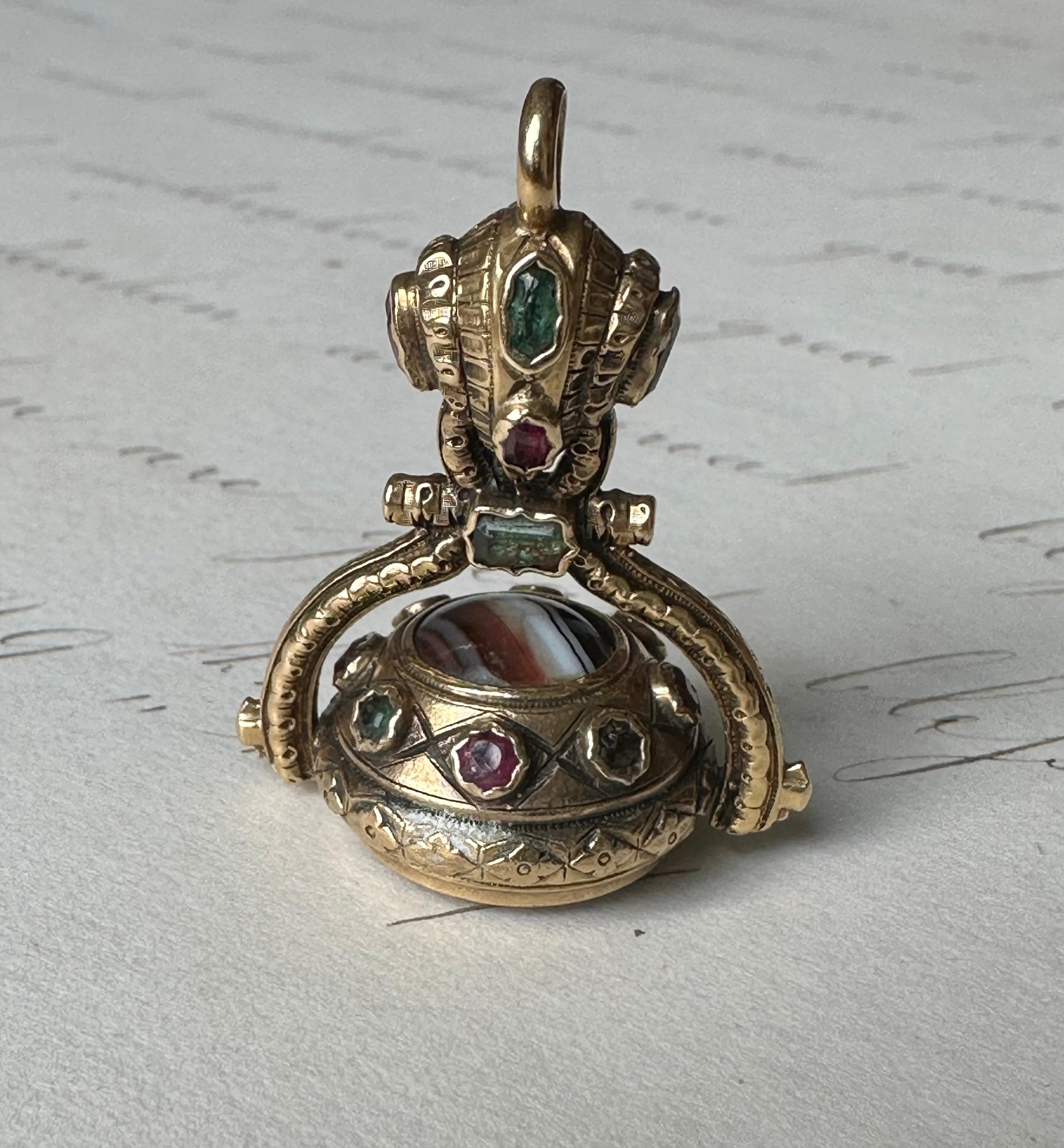 Georgian Early Victorian 18k Double Sided Watch Fob Pendant with Alexandrite In Good Condition For Sale In Hummelstown, PA