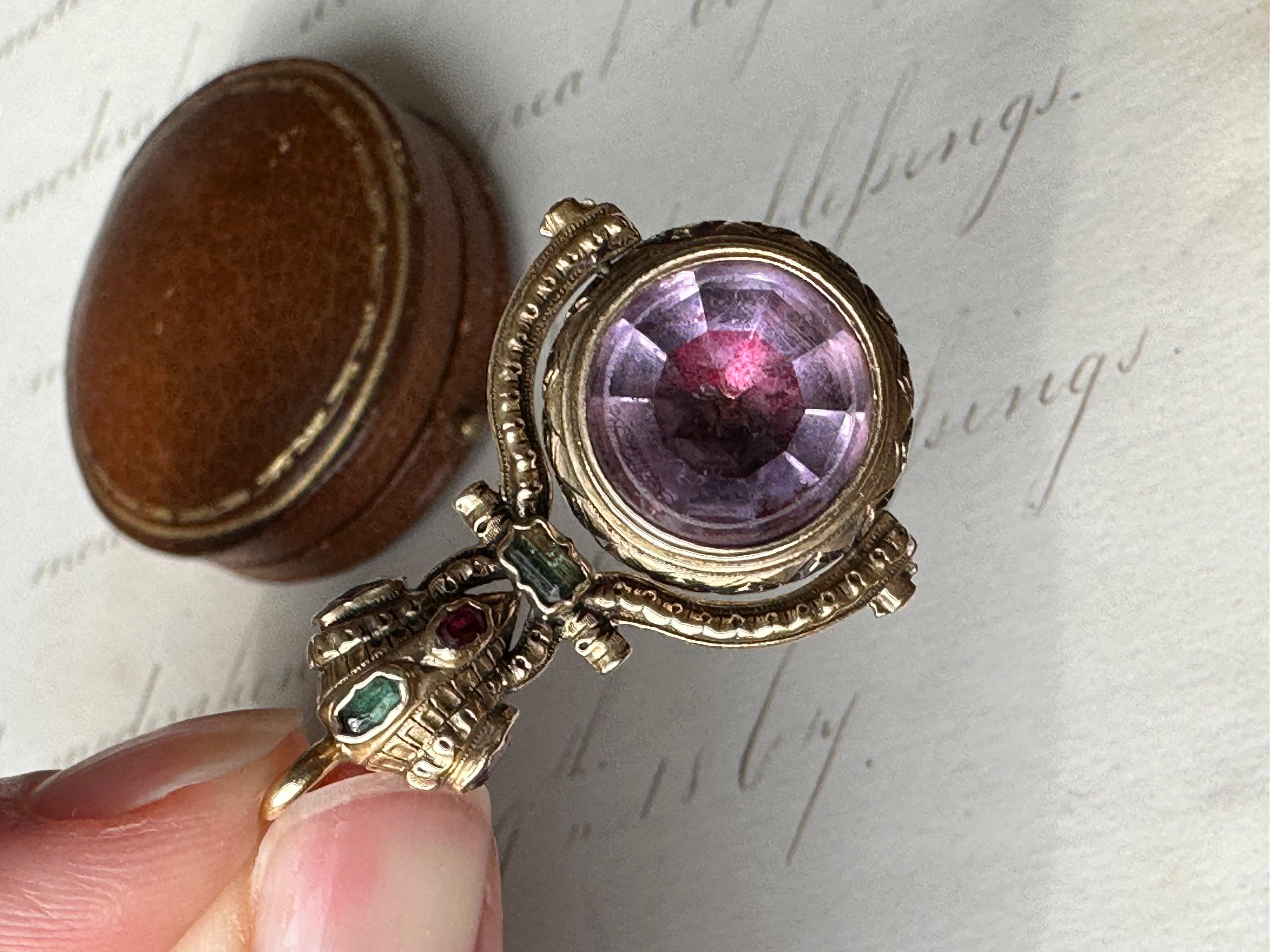 Georgian Early Victorian 18k Double Sided Watch Fob Pendant with Alexandrite For Sale 1