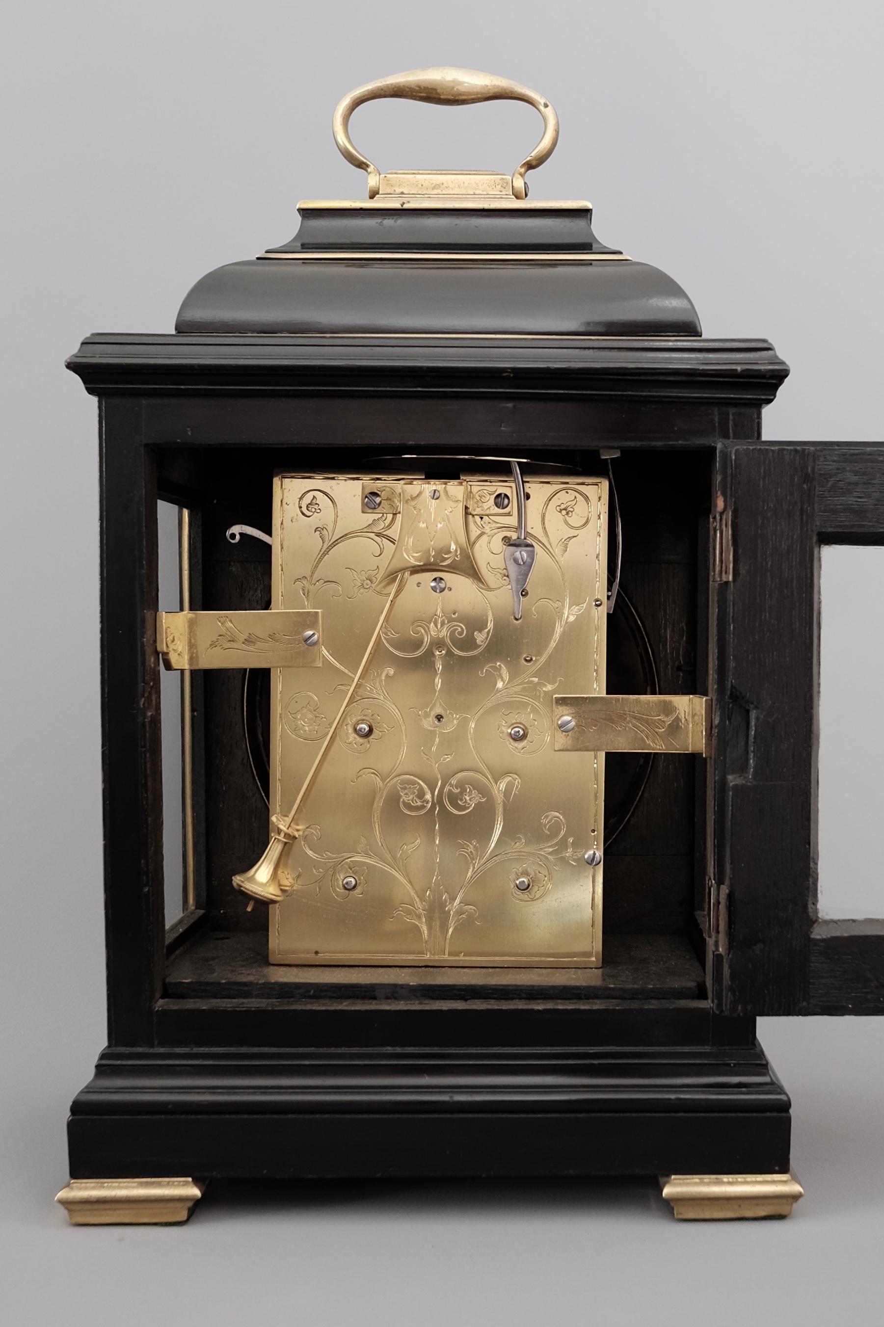 British Georgian Ebonised Striking Bracket Clock