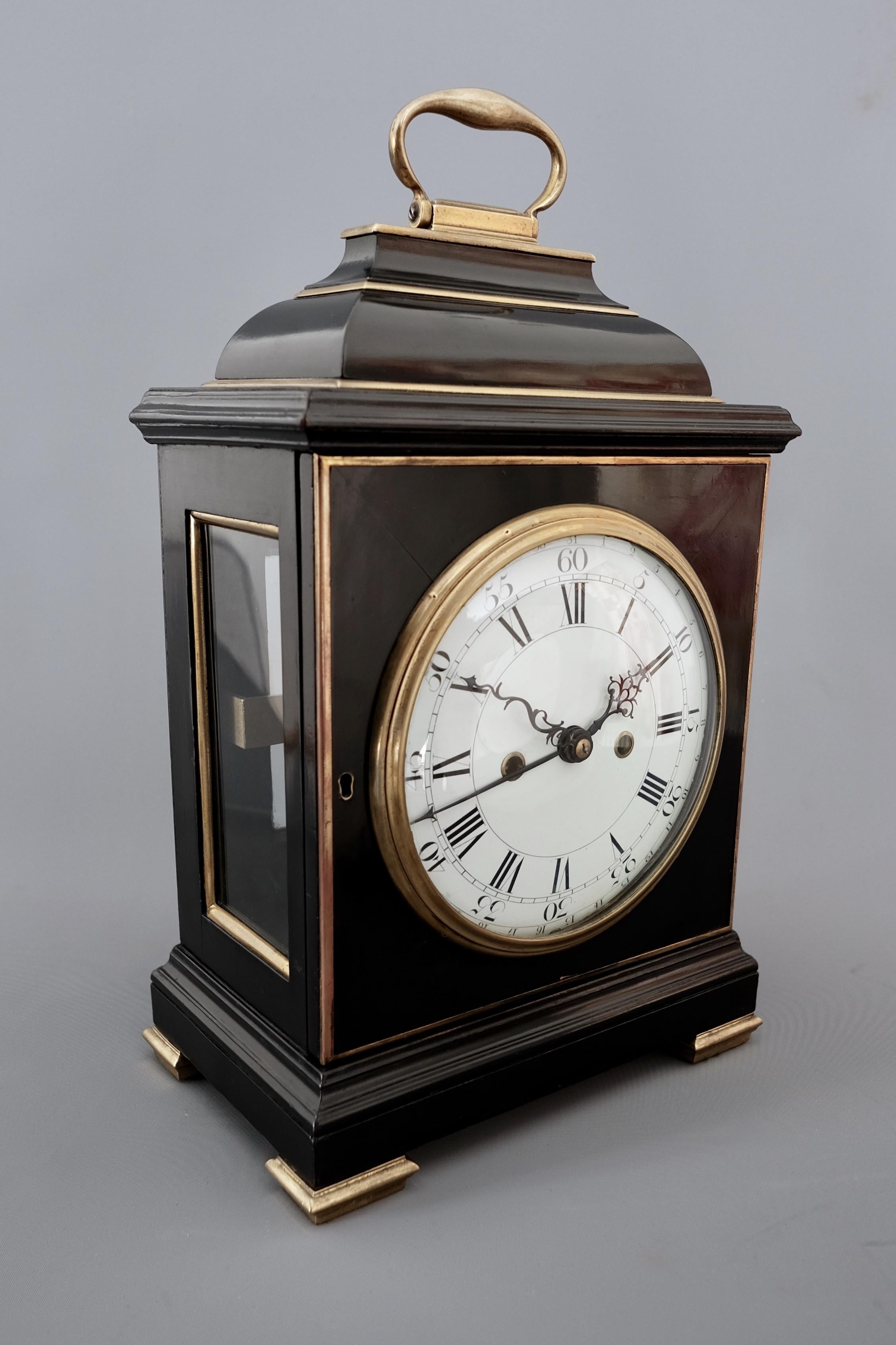 Veneer Georgian Ebonised Striking Bracket Clock