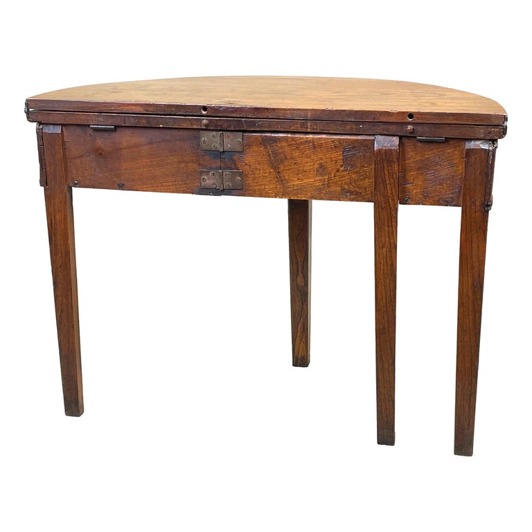 Georgian Elm Demi Lune Tea Table In Good Condition For Sale In Bedfordshire, GB