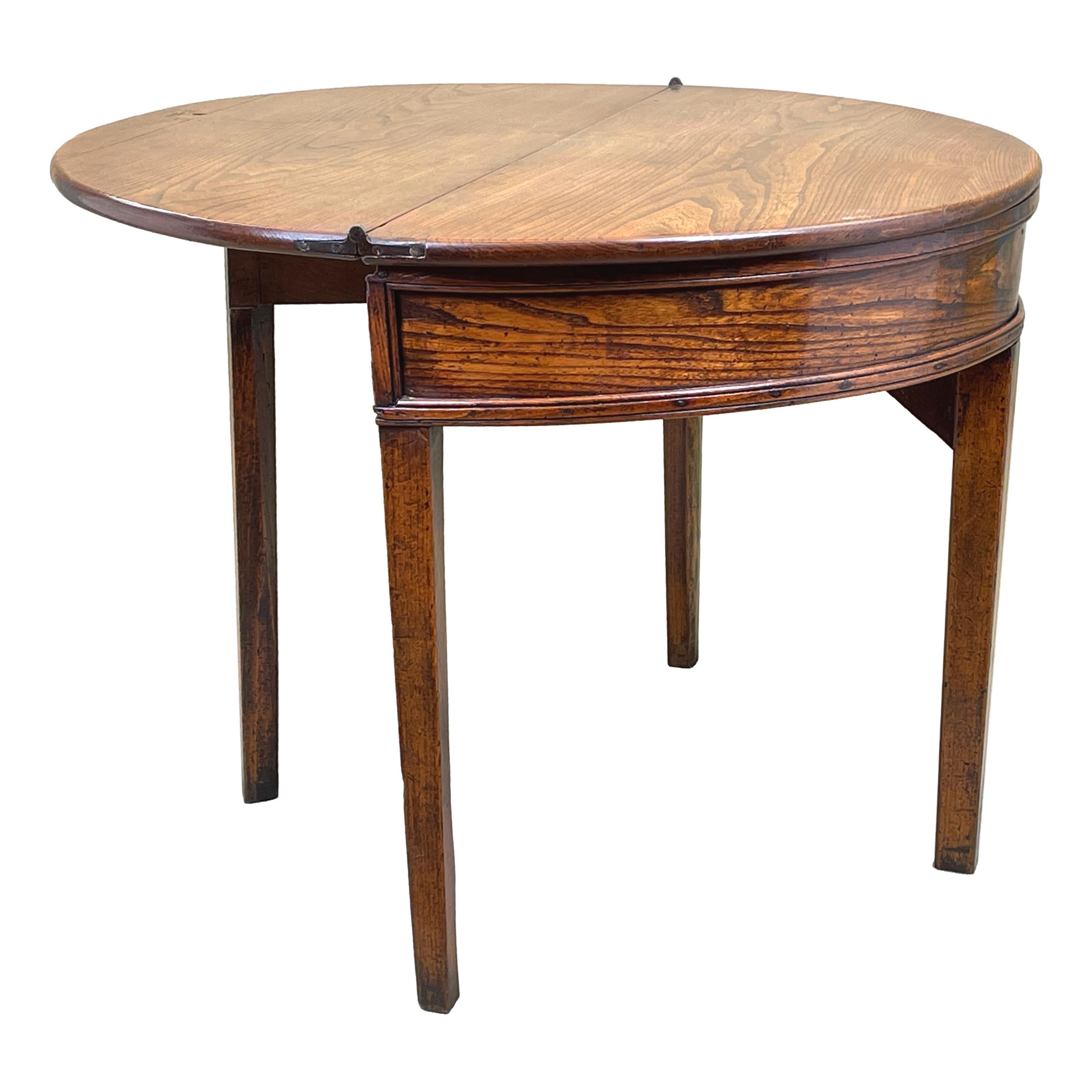 Georgian Elm Demi Lune Tea Table For Sale 1