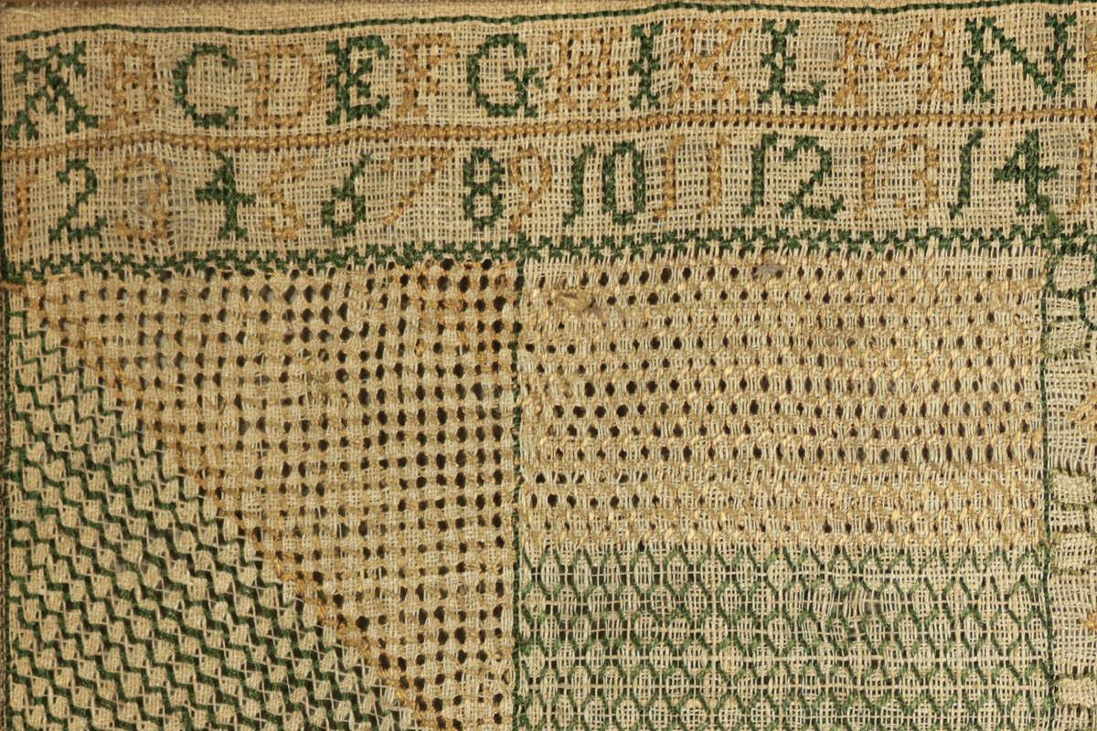Silk Georgian Embroidered Darning Sampler, circa 1797