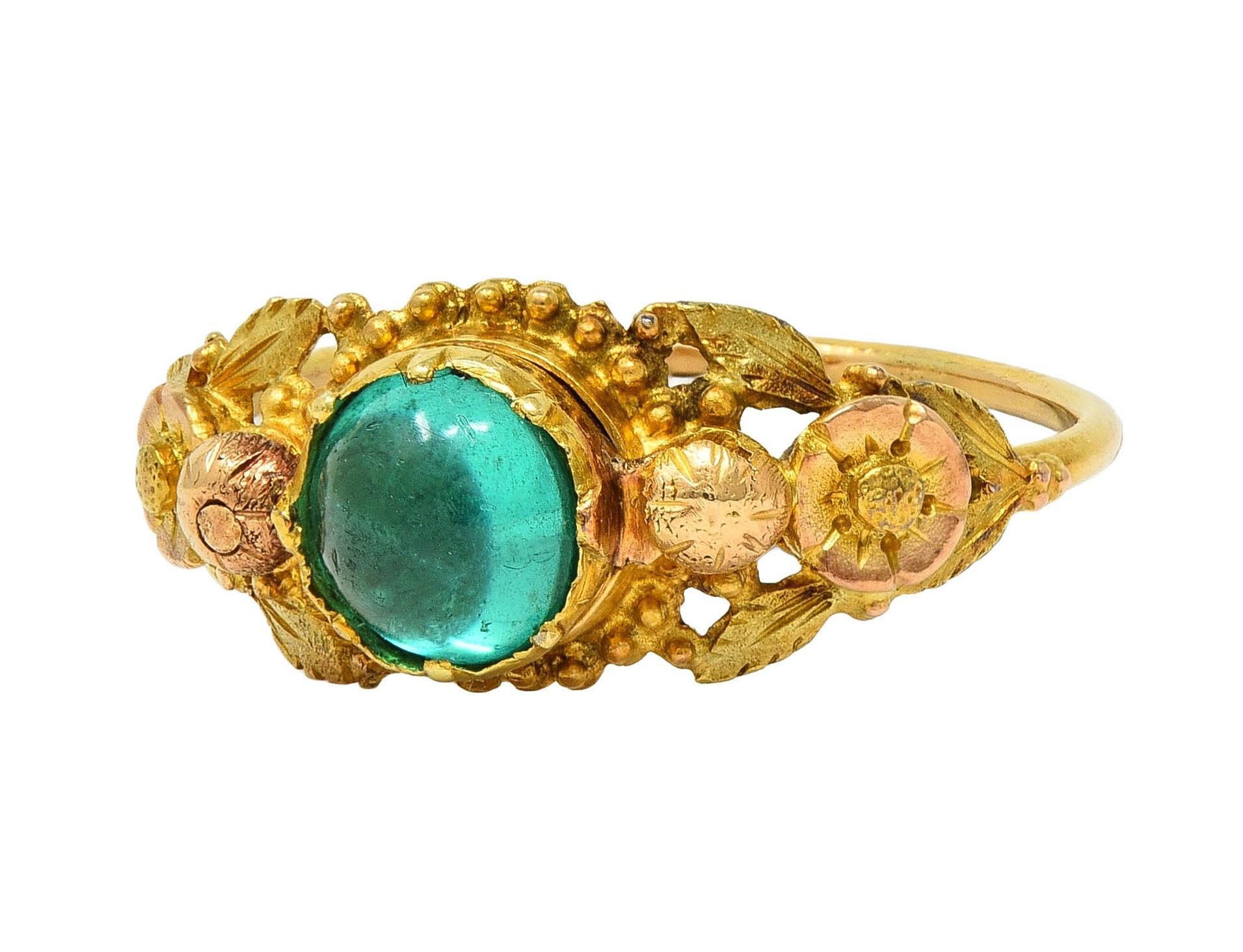 Georgian Emerald 22 Karat Gold Antique Napoleon Bonaparte Death Token Ring For Sale 6