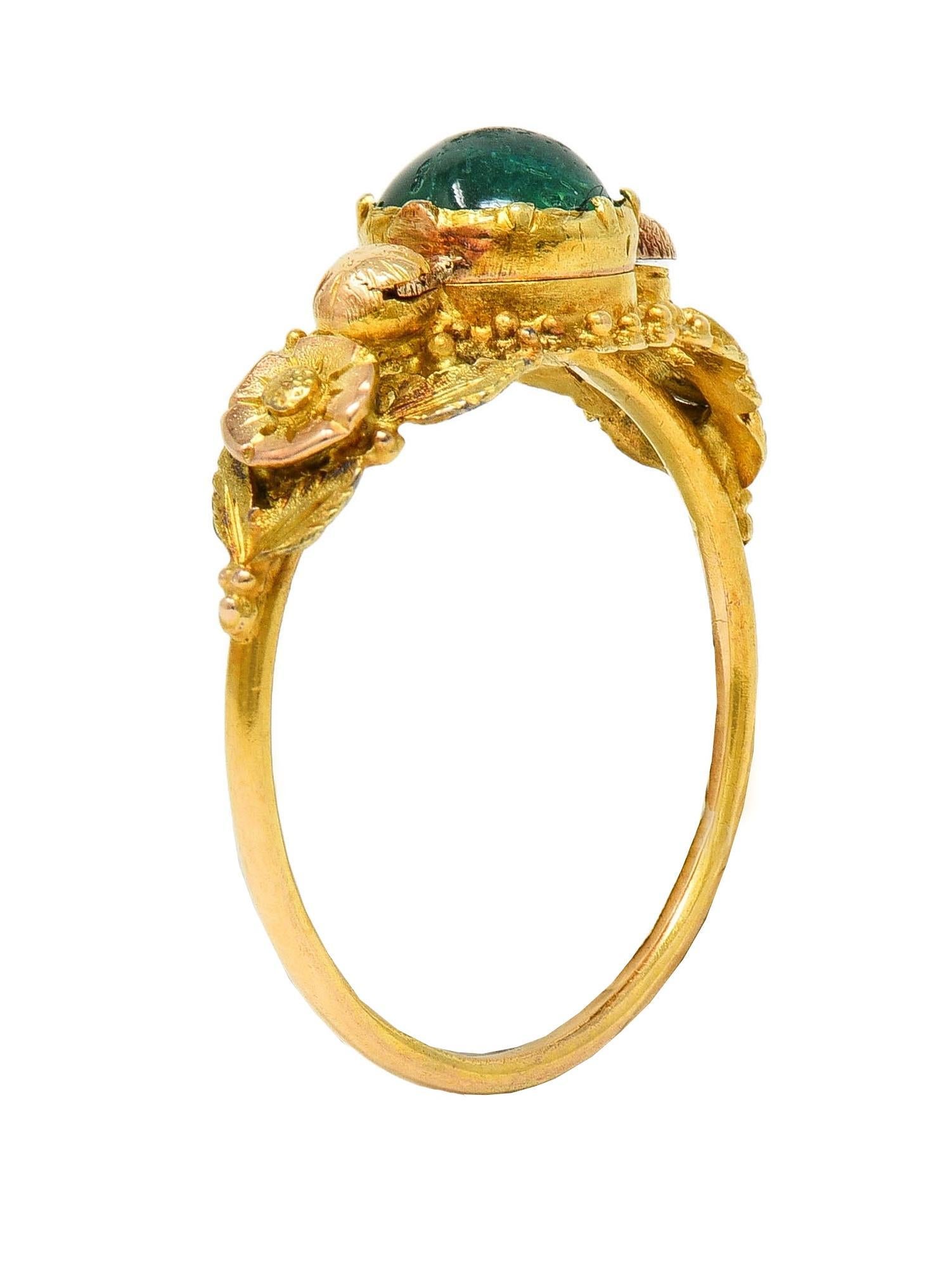 Georgian Emerald 22 Karat Gold Antique Napoleon Bonaparte Death Token Ring For Sale 8
