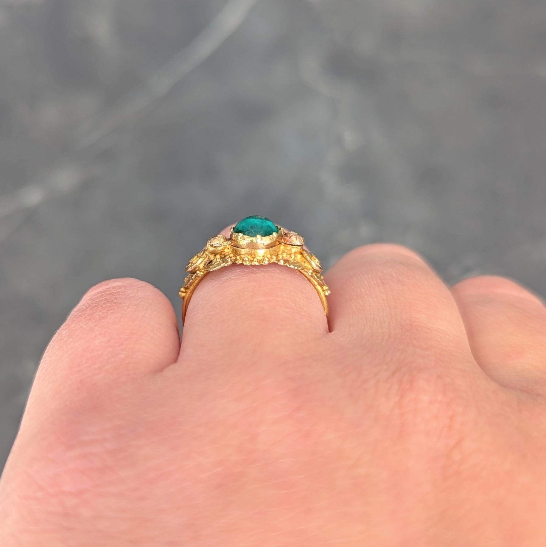 Georgian Emerald 22 Karat Gold Antique Napoleon Bonaparte Death Token Ring For Sale 11