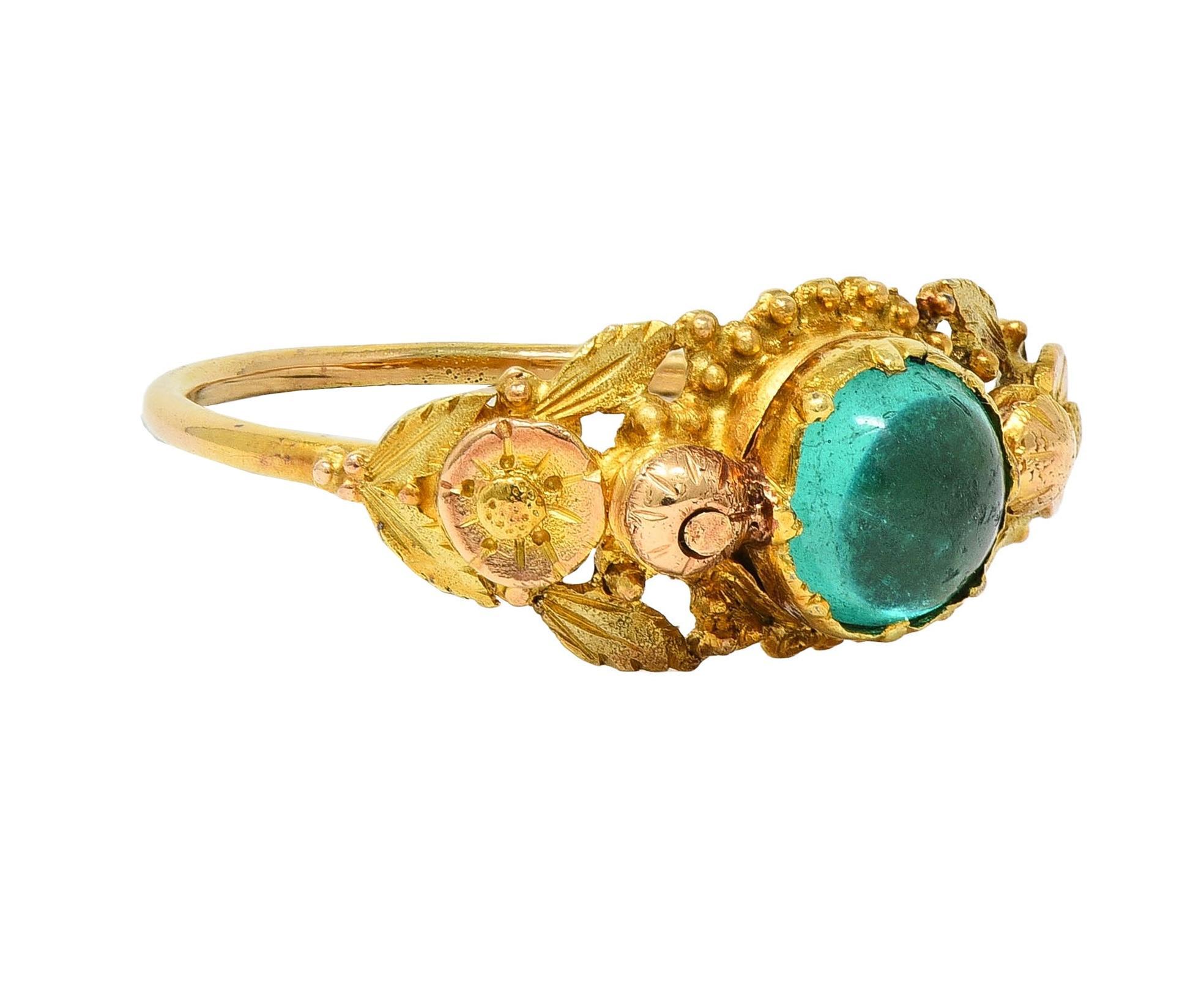 Georgian Emerald 22 Karat Gold Antique Napoleon Bonaparte Death Token Ring In Good Condition For Sale In Philadelphia, PA